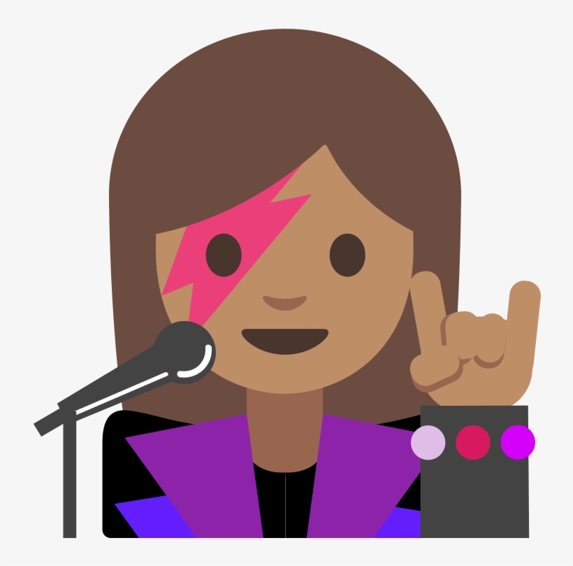 Emoji U1f469 1f3fd 200d 1f3a4 - David Bowie Emoji, transparent png download