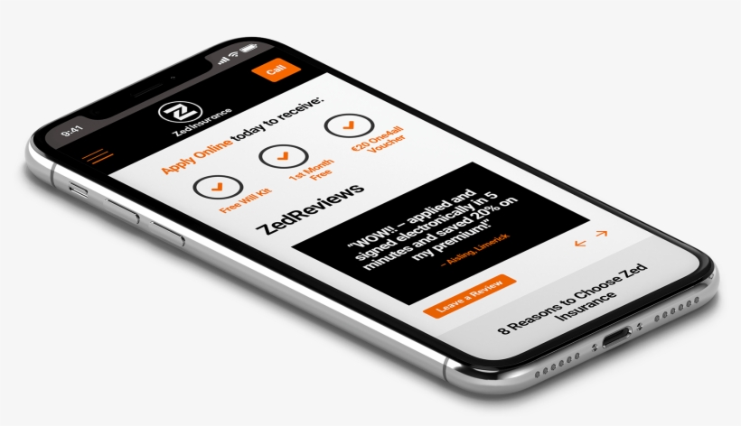 Iphone With Zed Insurance Website On The Screen - Mobile Phone, transparent png download