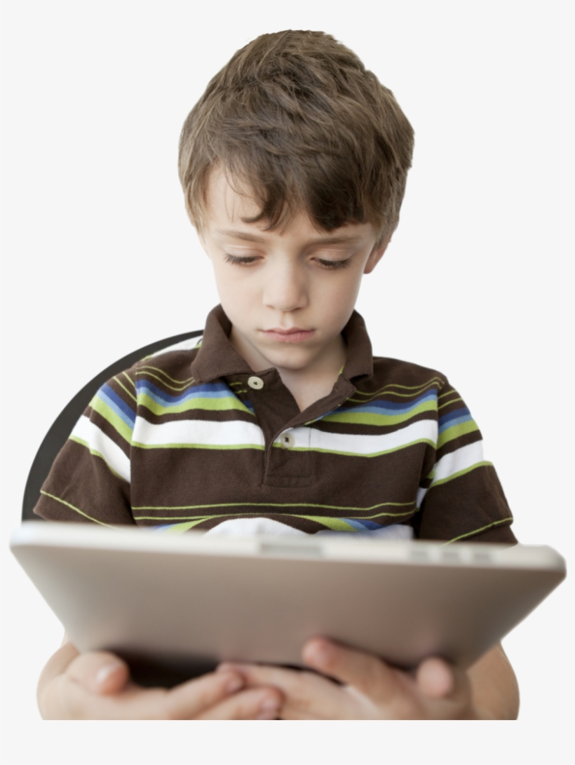 Kid With Ipad And Full Head - Child, transparent png download
