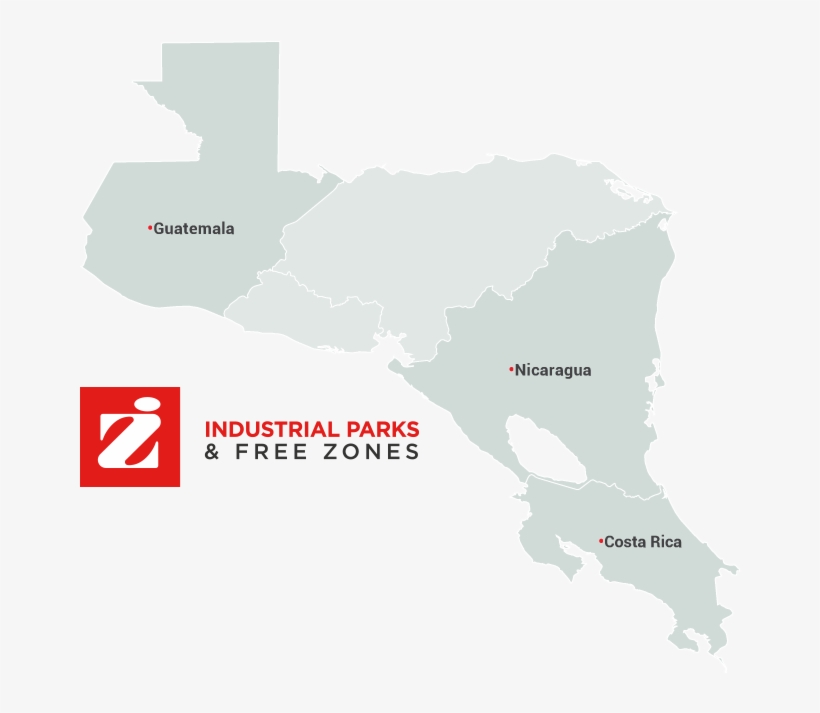Map Industrial Parks & Free Zones - Central America, transparent png download