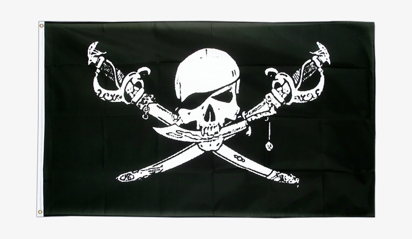 Large Flag Pirate With Sabre - Pirate Flag, transparent png download