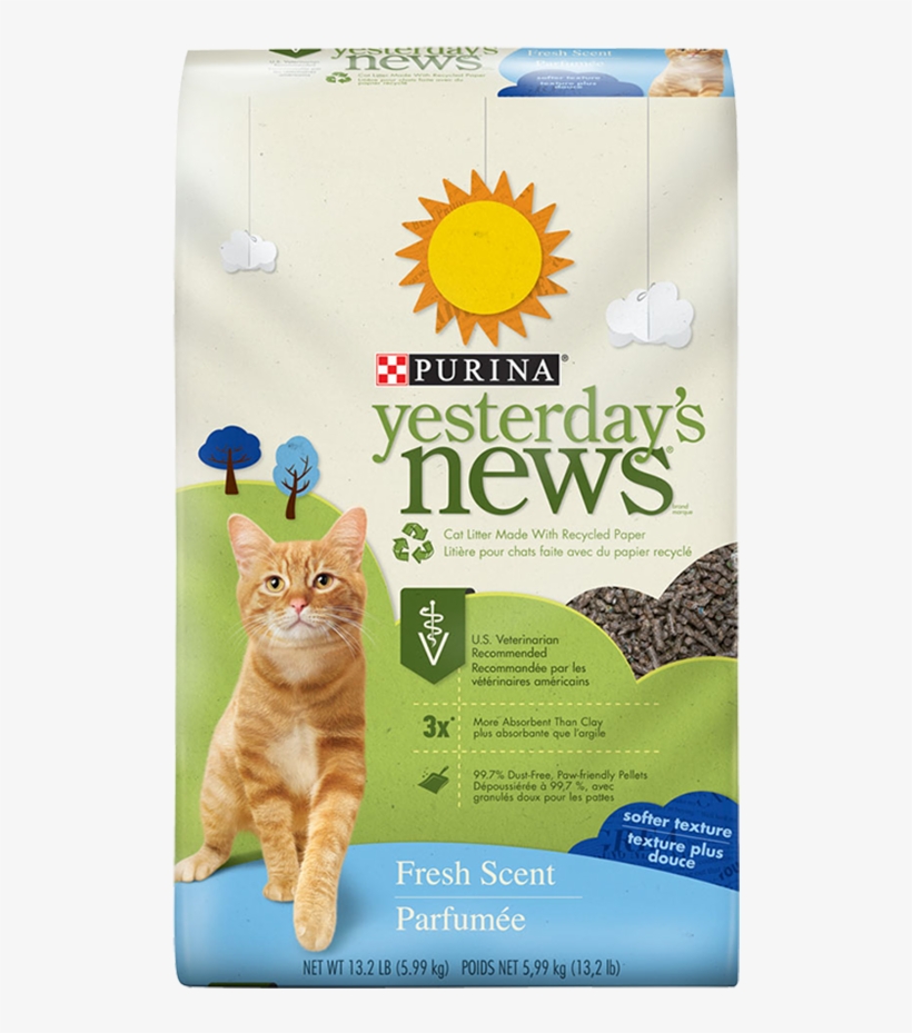 Yesterday's News Fresh Scent Cat Litter - Purina Yesterday's News Unscented Cat Litter, transparent png download