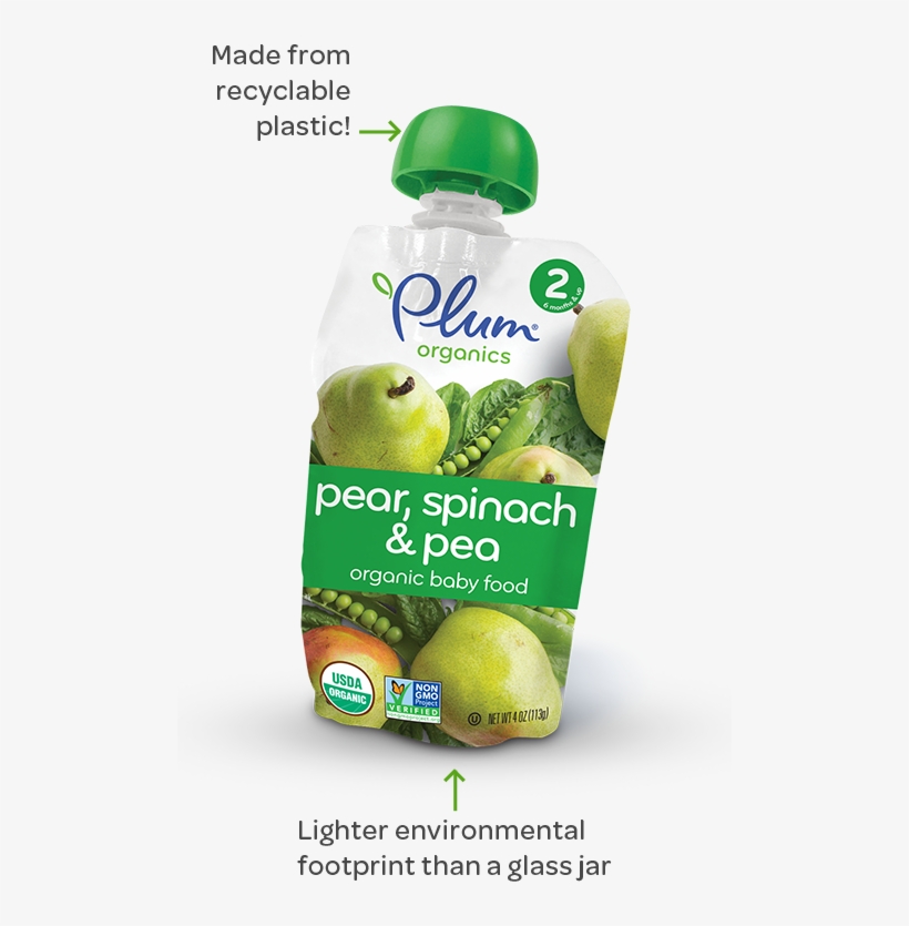 Plum Organics Spinach Peas Pear, transparent png download