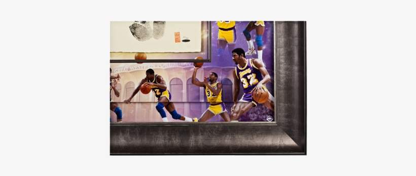 Los Angeles Lakers Magic Johnson Tegata Framed - Cartoon, transparent png download