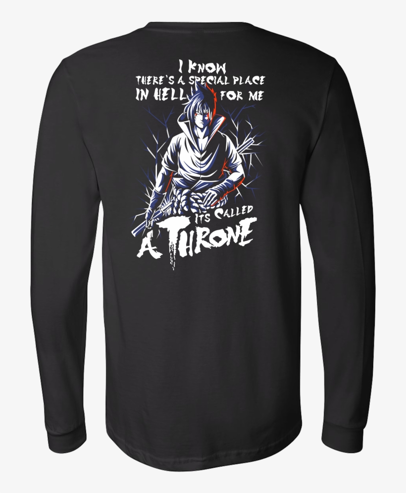 Naruto Sasuke Uchiha Stay On Throne Long Sleeve T Shirt - Shirt, transparent png download