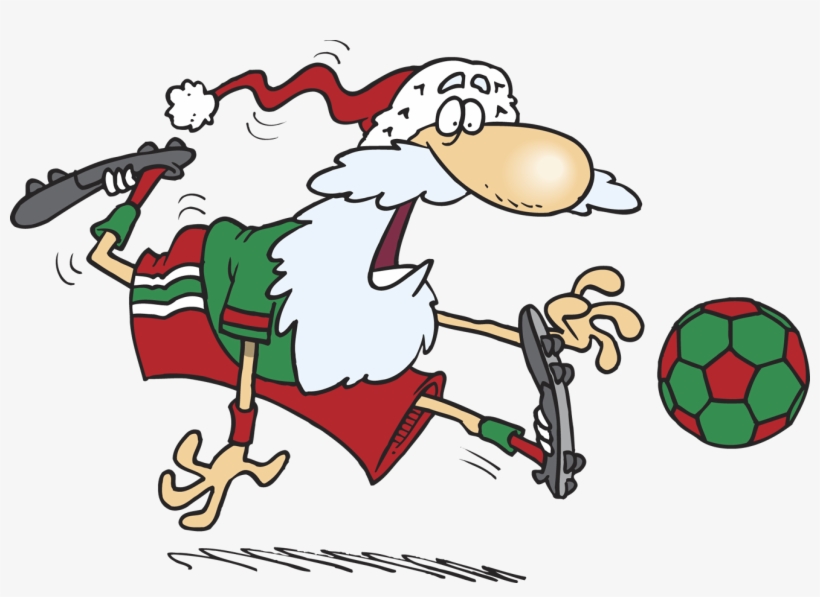 Merry Christmas From Eos Empire Of Soccer Vector Library - Santa Playing Sport Cartoon, transparent png download