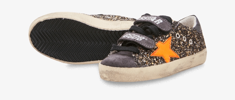 Black & Gold Glitter Old School Sneakers - Slip-on Shoe, transparent png download