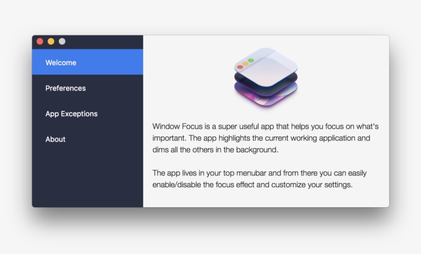 With A Welcome Screen Giving You A Brief Overview Of - Window Focus App, transparent png download