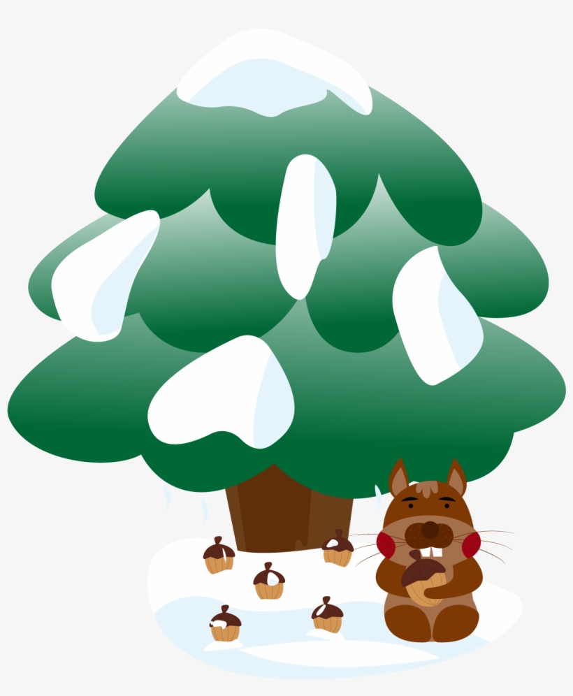 Snow Pine Winter Cone Png And Vector Image - Illustration, transparent png download