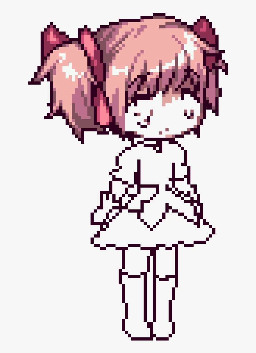 Madoka Magica Wip - Anime Girl Pixel Art, transparent png download