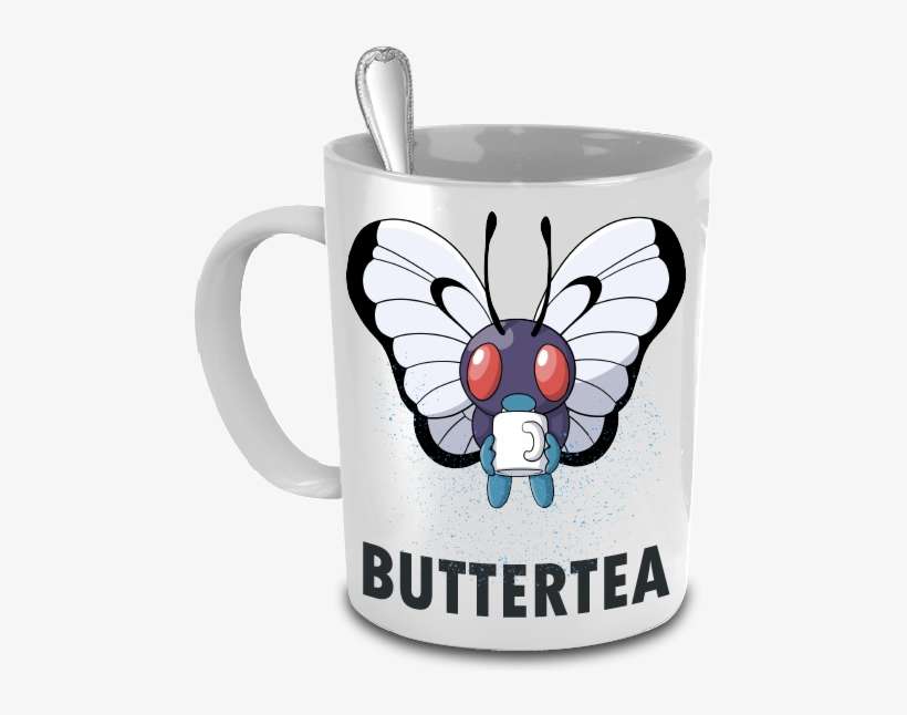 Buttertea The Butterfree Pokemon 15oz Mug - Pokemon Coffee Cups Puns, transparent png download