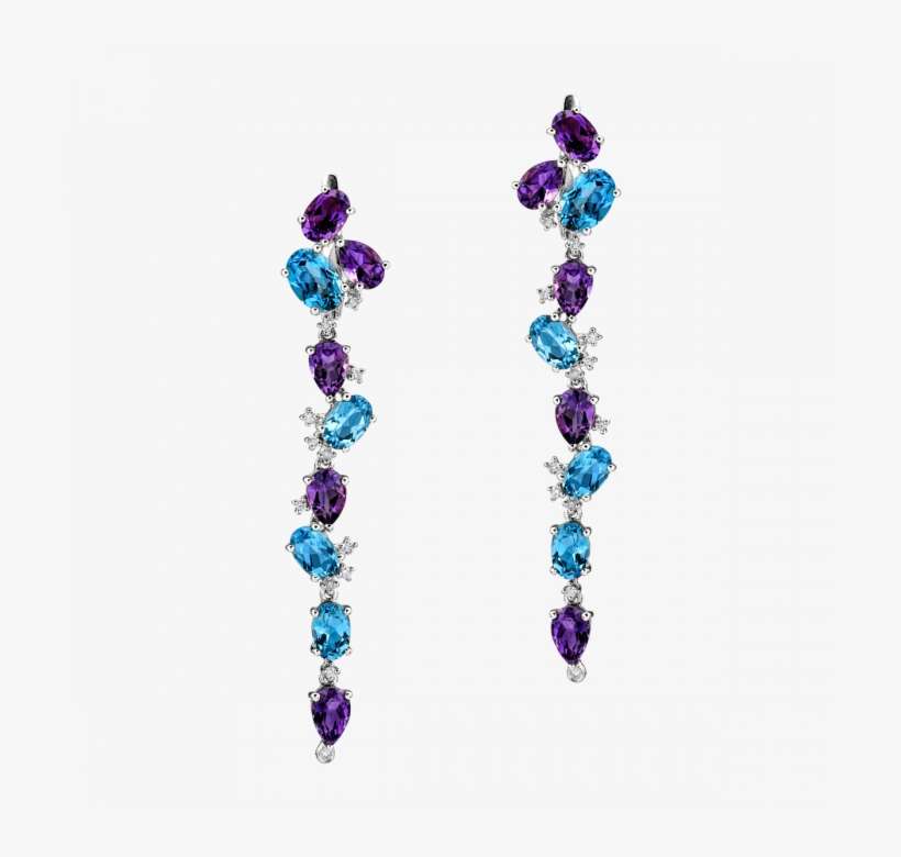 Cercei Teilor Cu Diamante Ametiste Si Topaz Dcgw00052 - Earrings, transparent png download
