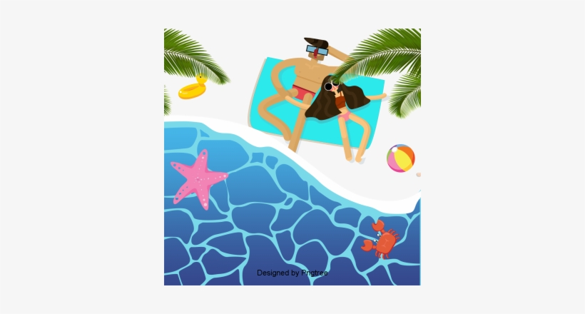 Beautiful Cartoon Lovely Hand-painted Summer Seaside - Cartoon, transparent png download