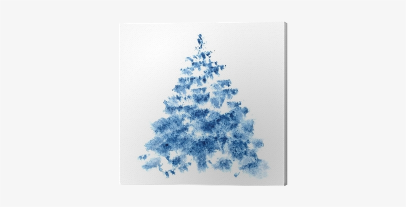 Blue Watercolor Christmas Tree Canvas Print • Pixers® - Christmas Tree, transparent png download