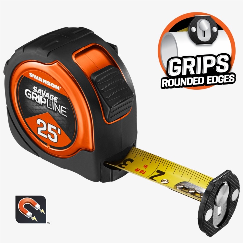 Swanson Savage Gripline Magnetic Tape Measure Svgl25m1, transparent png download