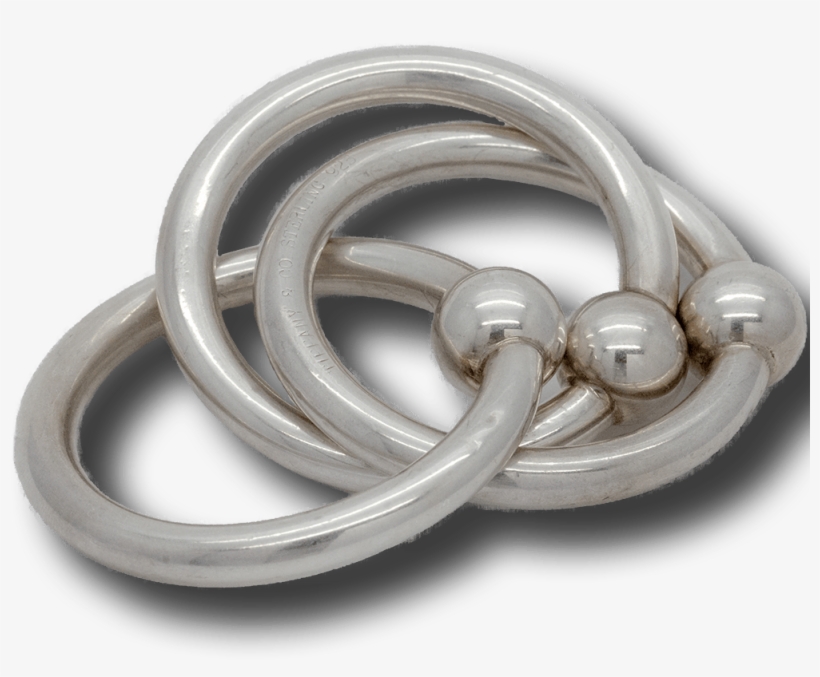 Sterling Silver Triple Ring Baby Rattle / Teething - Baby Rattle, transparent png download