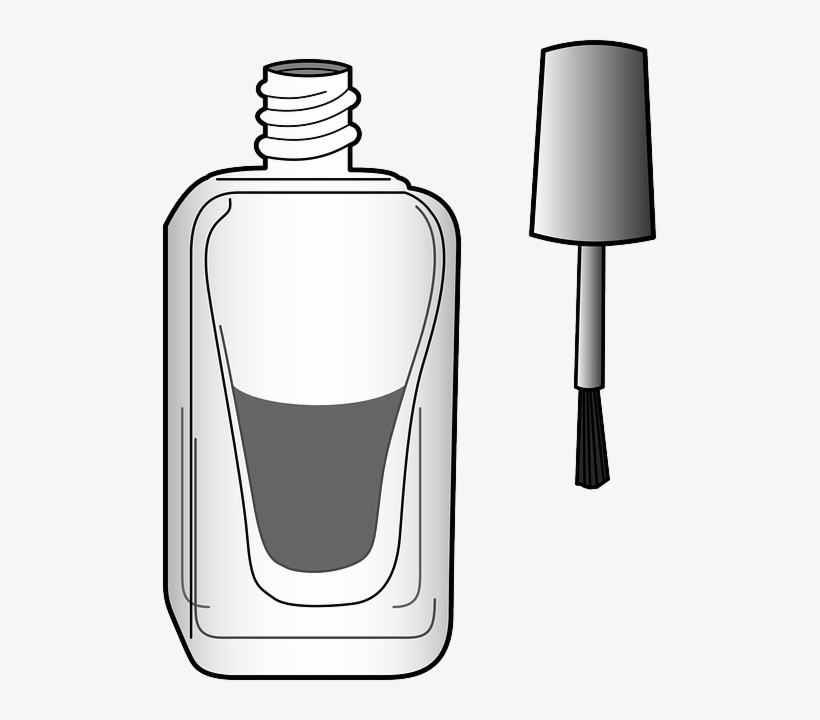 Brush, Bottle, Nail, Polish - Nail Polish Black And White, transparent png download