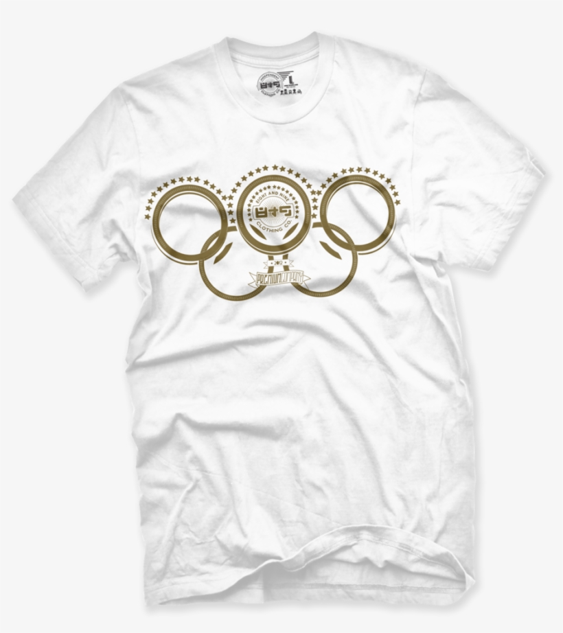 Gold Olympic Rings White T Shirt - Bonneville Salt Flats T Shirt, transparent png download