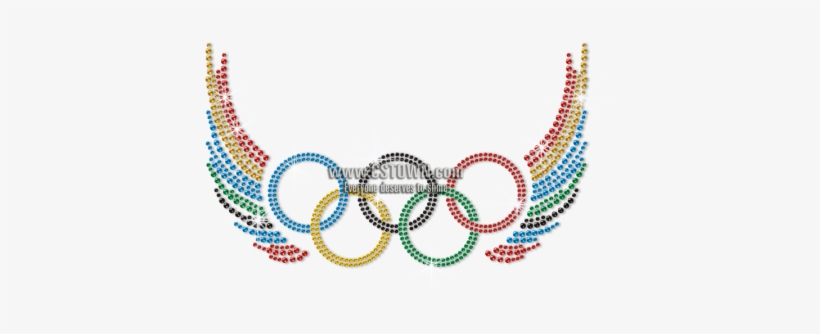 Olympic Rings Spreading Colorful Wings Iron On Rhinestone - Rio De Janeiro, transparent png download