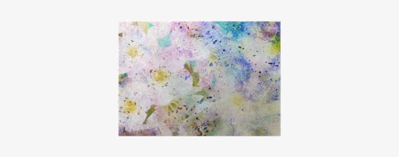 Grunge Messy Watercolor Splatter And White Flowers - Watercolor Painting, transparent png download