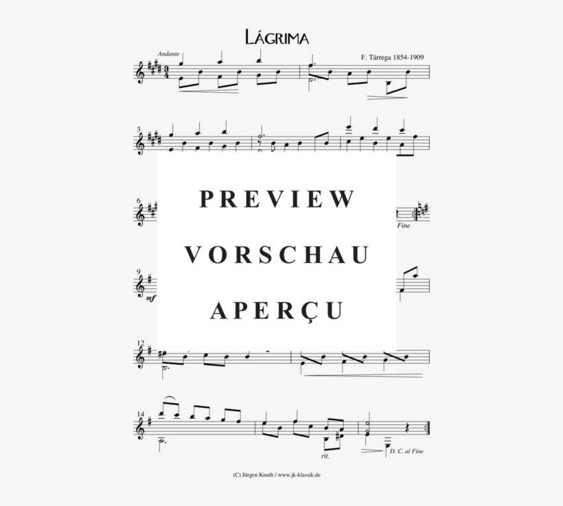 Lagrima - Pink Panther Saxophon Noten, transparent png download