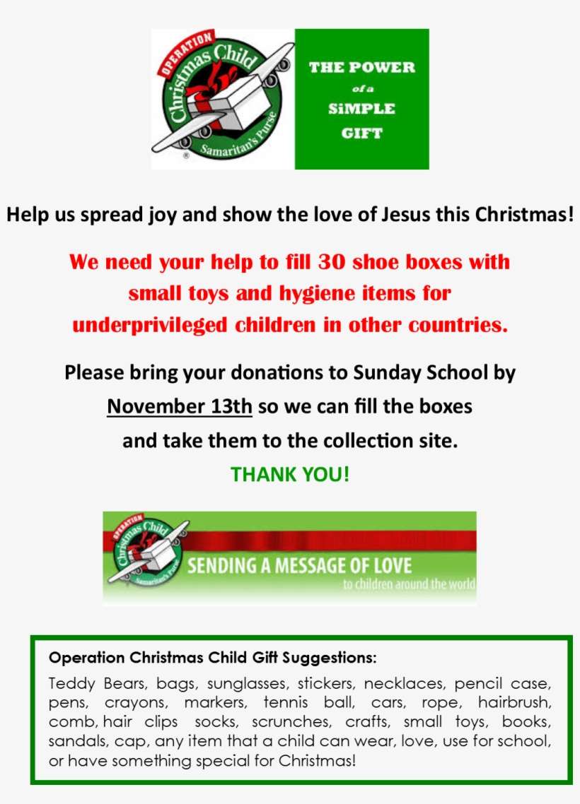 Operation Christmas Child Coloring Page Operation Christmas - Operation Christmas Child 2010, transparent png download