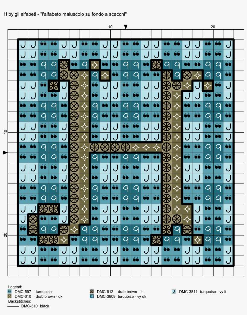 Uppercase Alphabet On Checkered Background Cross Stitch - Diagram, transparent png download
