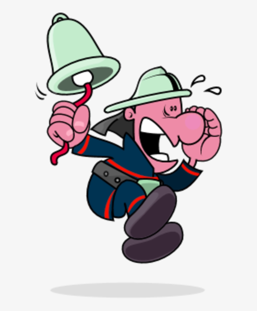 Funny Man Ringing A Bell Fireman - Fireman Clipart, transparent png download