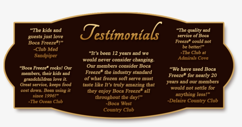 Boca Freeze Testimonials - Commemorative Plaque, transparent png download