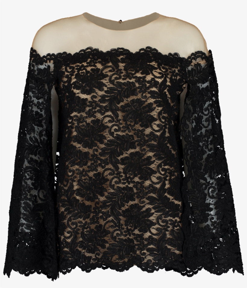 Oscar De La Renta Lace Cape Blouse In Black - Blouse, transparent png download