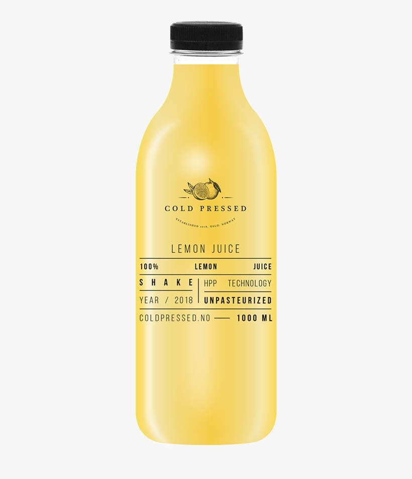 100% Lemon Juice 1000 Ml - Glass Bottle, transparent png download