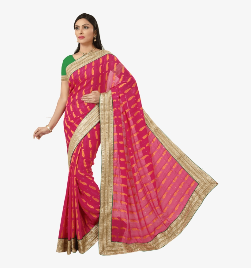 Womens Crepe Jacquard Saree - Silk, transparent png download