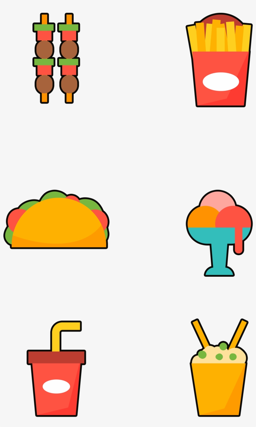 Fast Food Snacks Colored Minimalistic Png And Psd, transparent png download