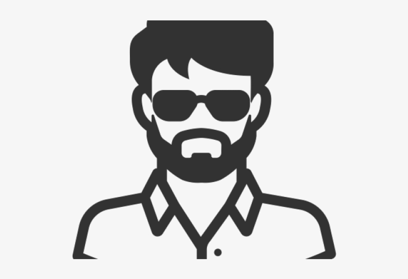 Beard Clipart Cool Shades - Avatar Black And White Man, transparent png download