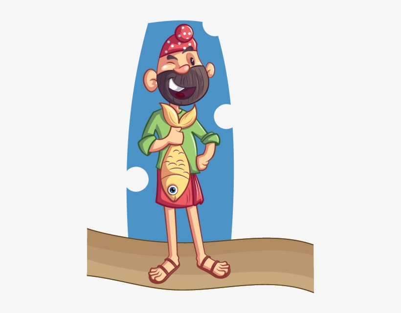 Punjabi Sardar With Fish - Illustration, transparent png download