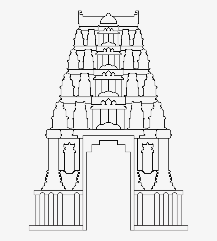 Architecture Of Tamil Nadu, There Are 3 Different Styles - Line Art, transparent png download