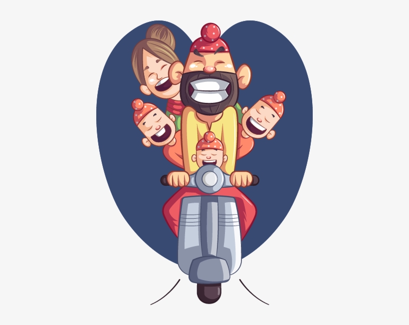 Punjabi Sardar With Family On Scooter - Vector Punjabi, transparent png download