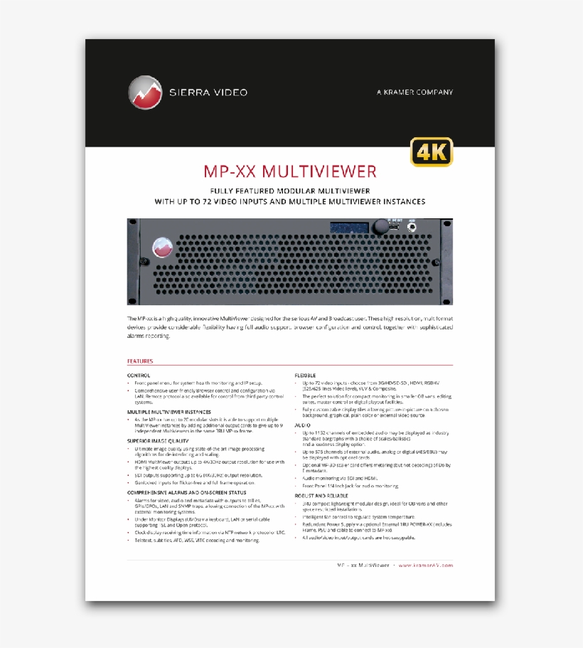 Kramer Sierra Video Mp-xx Multiviewer - Paper Product, transparent png download
