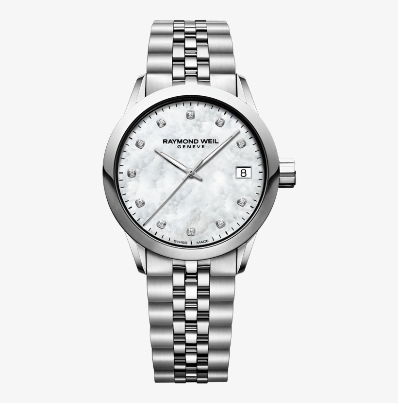 Freelancer Ladies Quartz Mother Of Pearl Diamond Date - Raymond Weil 5634 St 97081, transparent png download