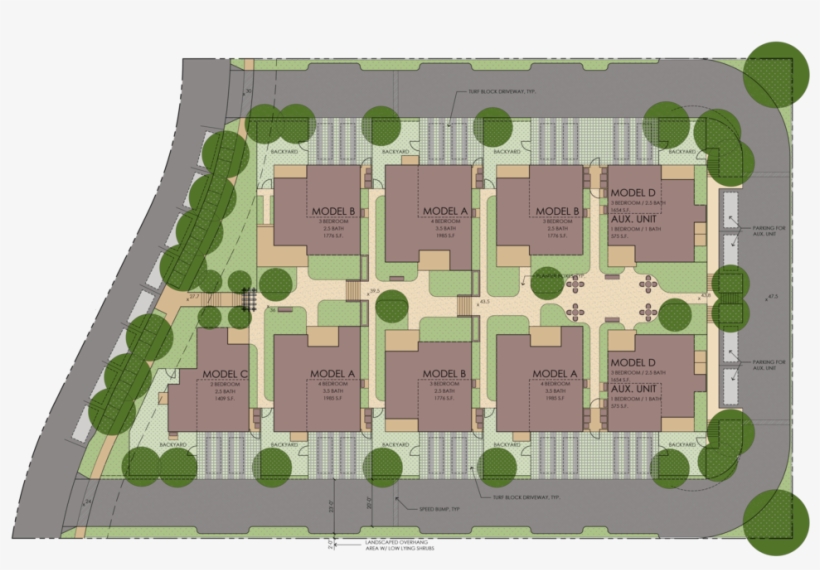 1 Site Plan-rendered Cut Out - Pocket Neighborhood Site Plan, transparent png download