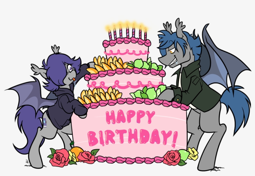 Egophiliac, Bat Pony, Birthday, Birthday Cake, Brothers, - Cartoon, transparent png download