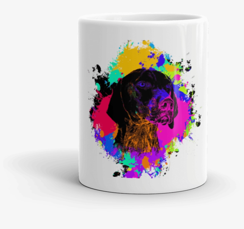 German Shorthaired Pointer Colorful Splash Paint 11oz - Mug, transparent png download