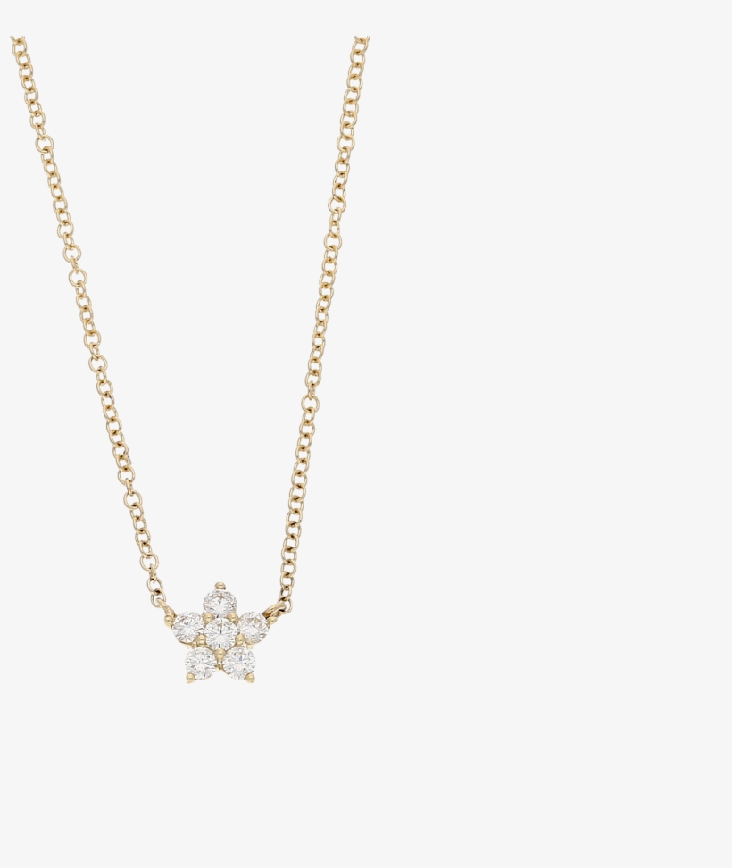 Gold Diamond Set Flower Necklace - Locket, transparent png download