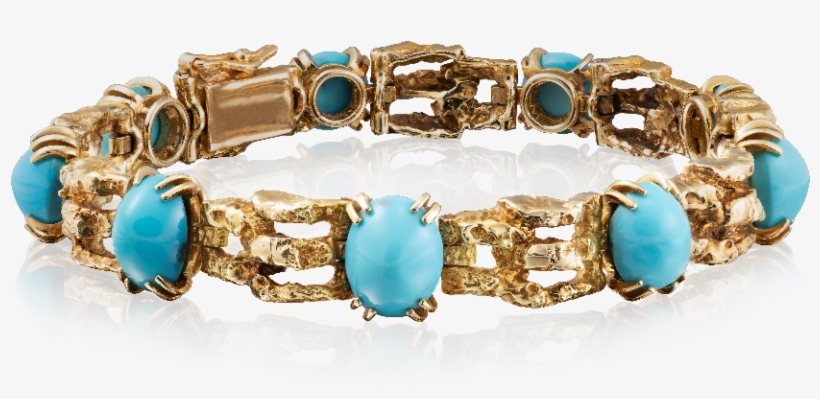 French 18ct Gold Turquoise 'chaumet' Bracelet - Bracelet, transparent png download