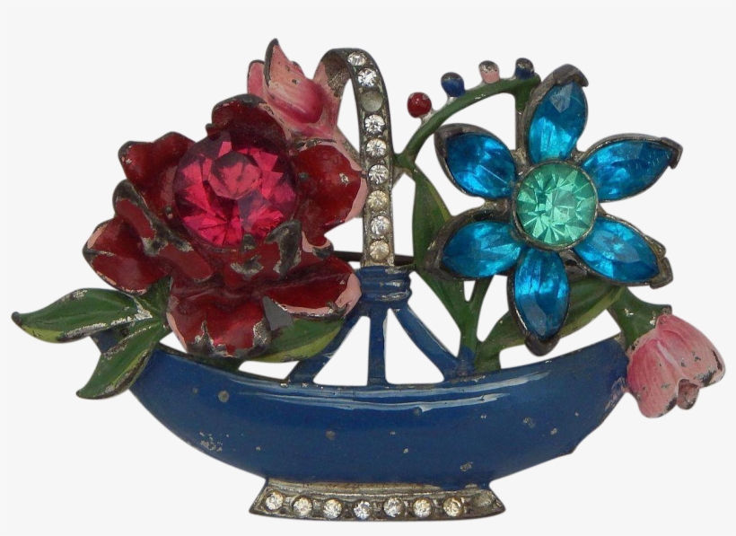 The Pink, Green And Blue Enamel And Large Bright Rhinestone - Artificial Flower, transparent png download