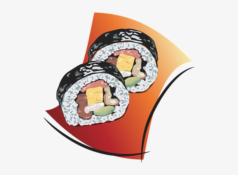 Sushi, Roll, Fish, Rice, Chinese, Raw, Food, Seafood - Design, transparent png download