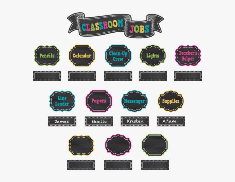 Chalkboard Brights Classroom Jobs Mini Bulletin Board - Chalkboard Brights Classroom Jobs, transparent png download