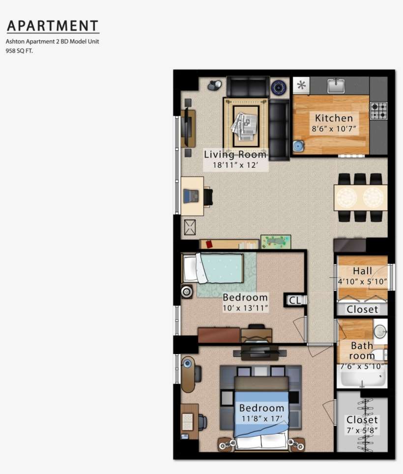 Ashton Apartment - Floor Plan, transparent png download