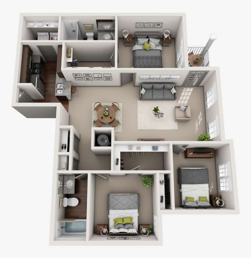 Kingston 3 Bedroom Floor Plan - Floor Plan, transparent png download