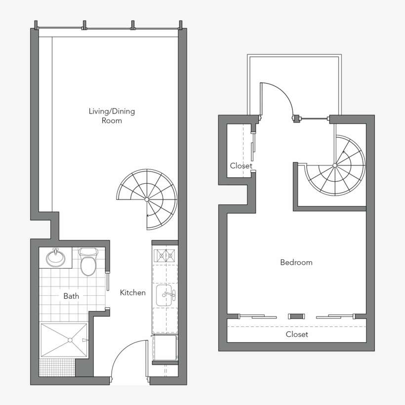 1 Bedroom Loft 1 Bath - Diagram, transparent png download